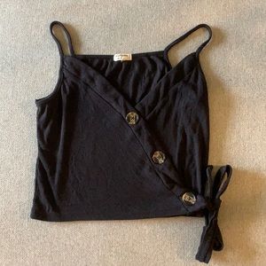Crop Black Tank with Turtleshell Buttons